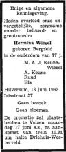 1963 Overlijden Hermina Bergfeld [1885 - 1963].